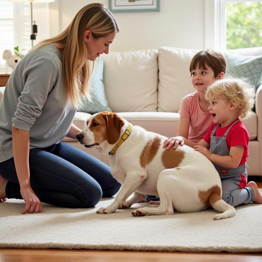 A Dog Interacting with a Family