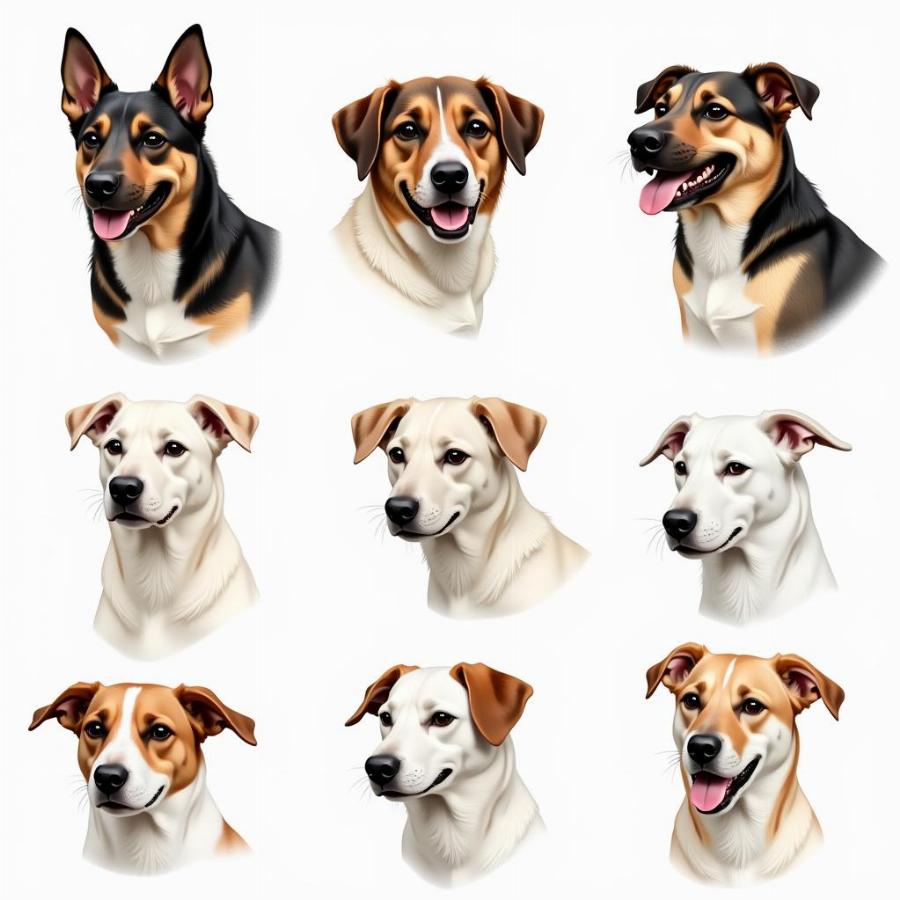 Various Dog Head Drawing Styles