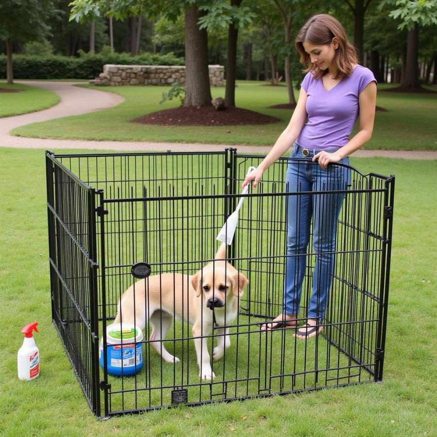 Cleaning and maintaining a Costco dog pen