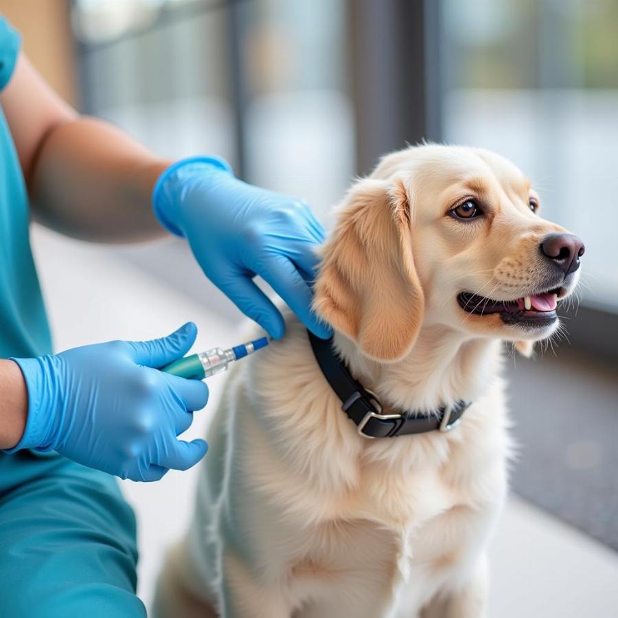 Veterinarian Administering the Seven-in-One Vaccine to a Dog