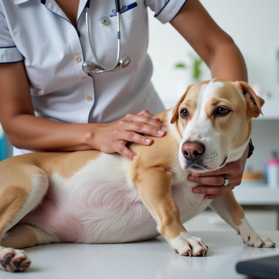 Veterinarian examining a dog