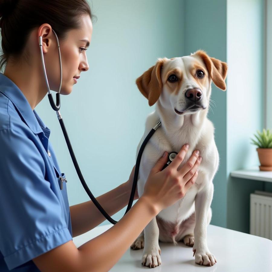 Veterinarian Examining a Dog