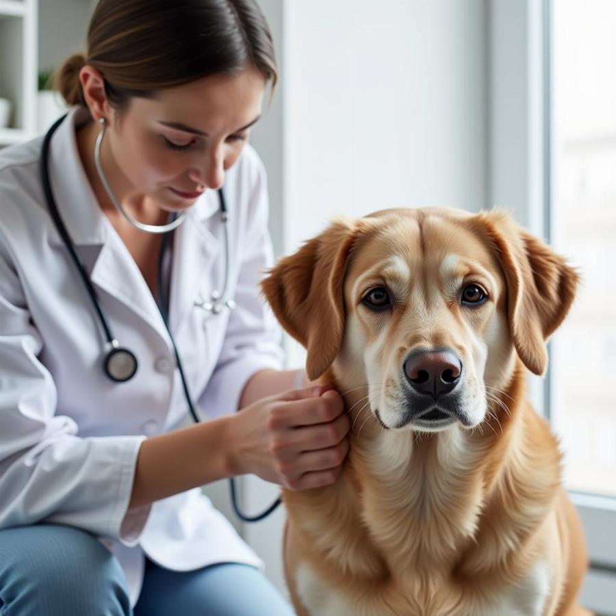 Veterinarian Examining a Dog