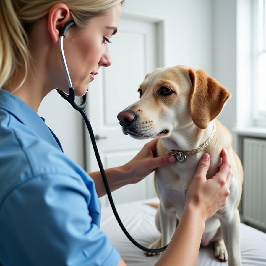 Veterinarian Examining a Dog