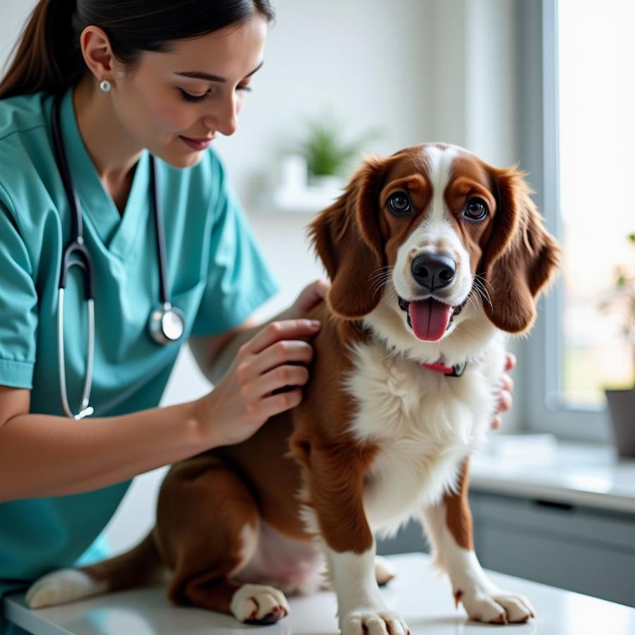 Veterinarian Examining a Dog