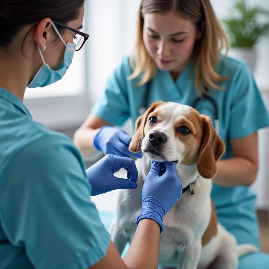 Veterinarian Removing a Dog's Skin Tag