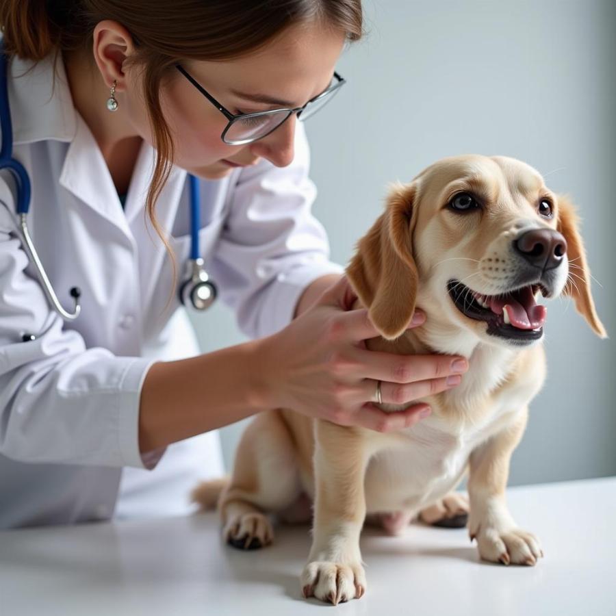 Veterinarian Examining a Dog