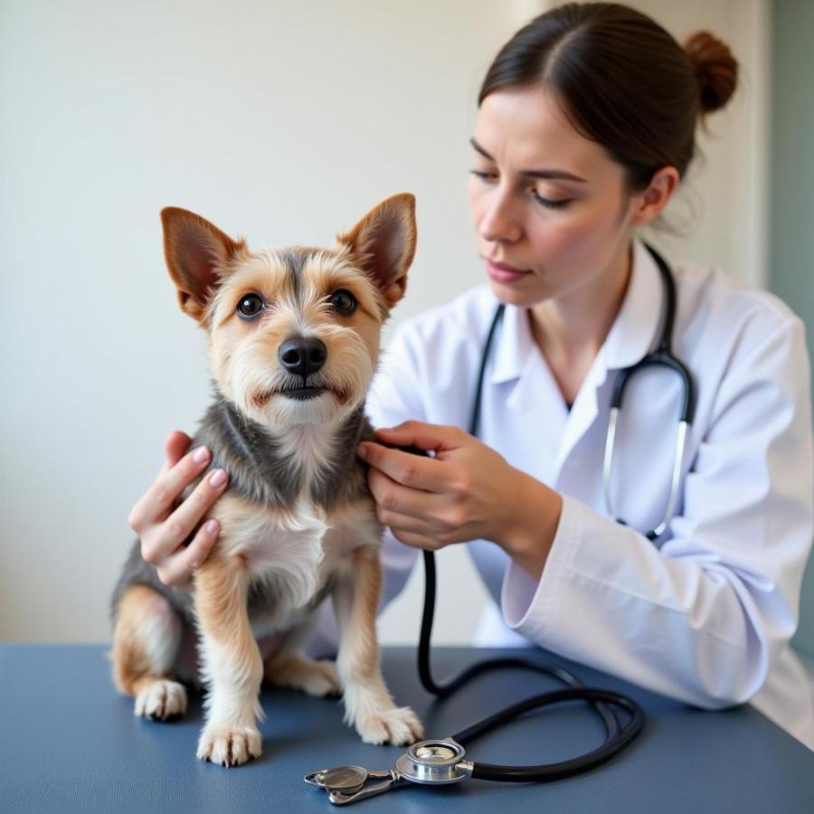 Veterinarian Examining a Dog