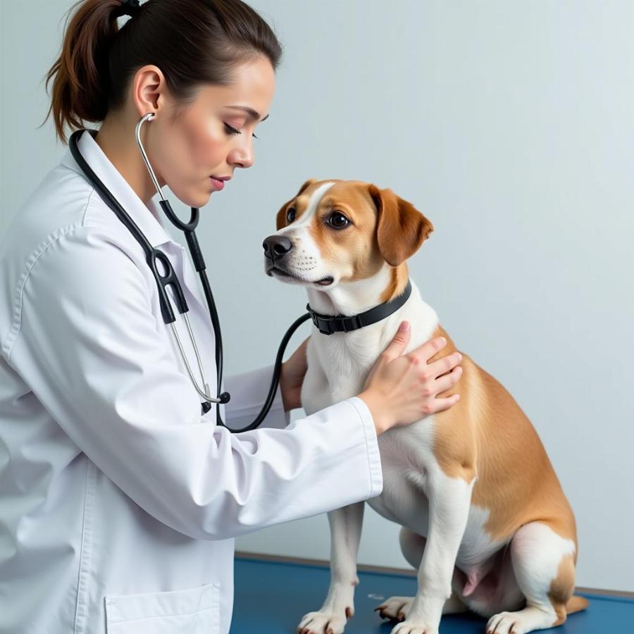 Veterinarian Examining a Dog