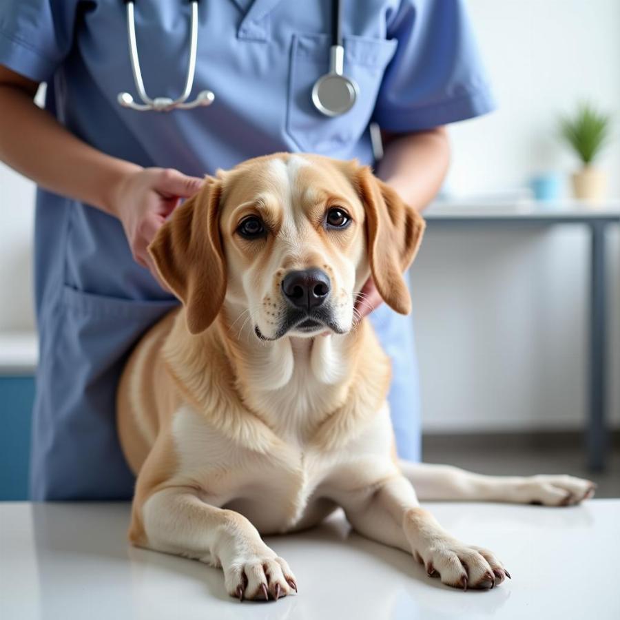 Veterinarian Examining a Dog