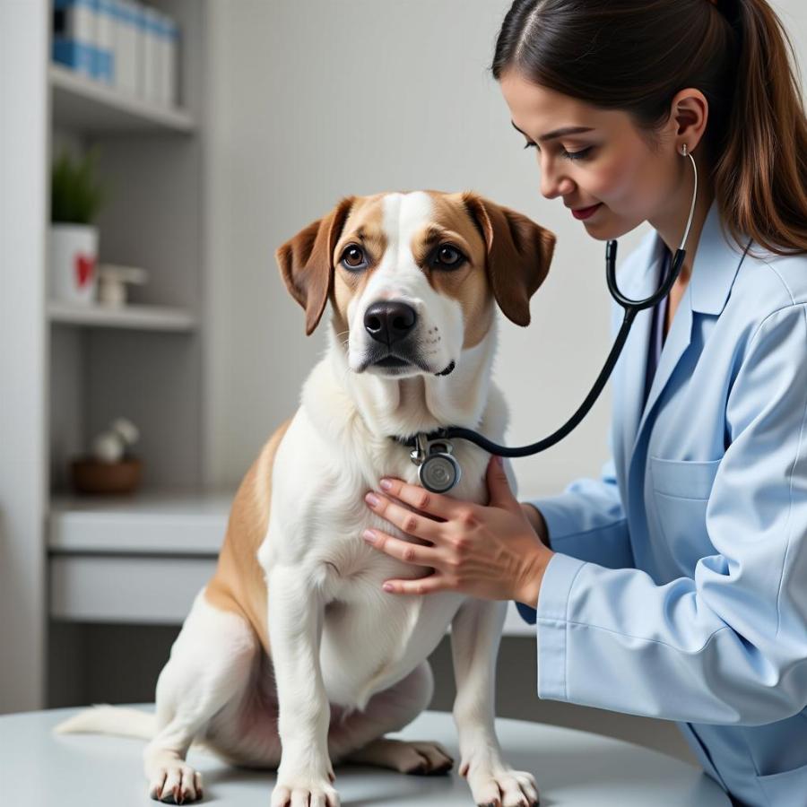 Veterinarian Examining a Dog