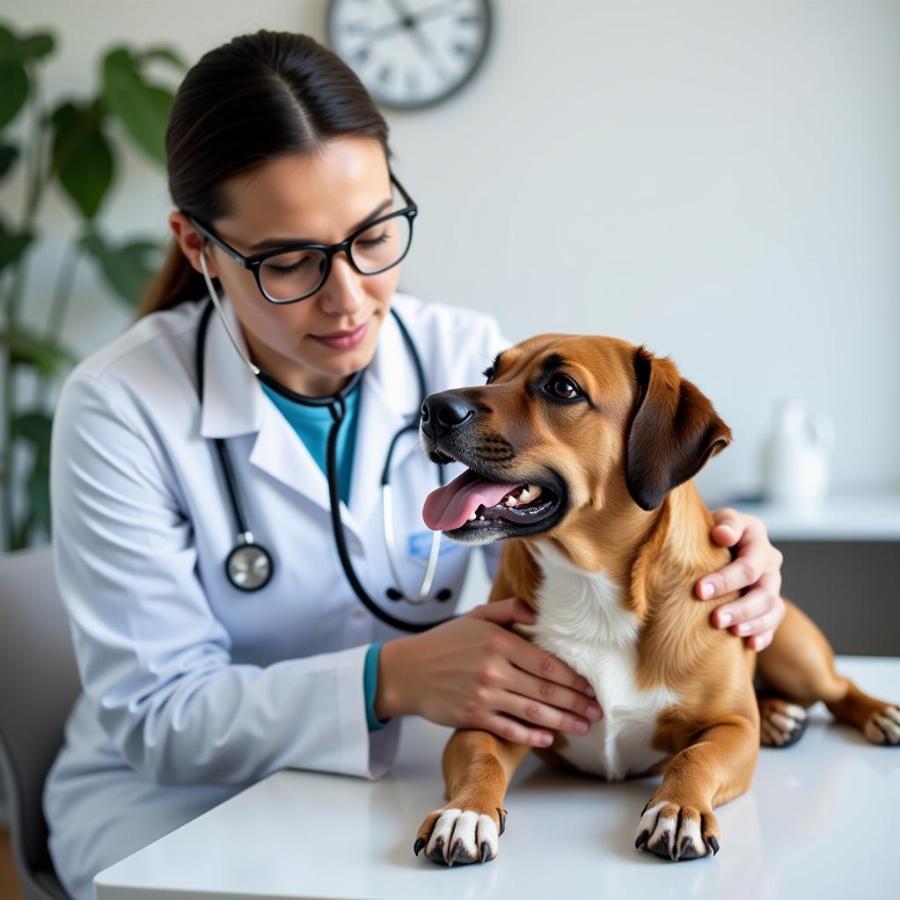 Veterinarian Examining Dog