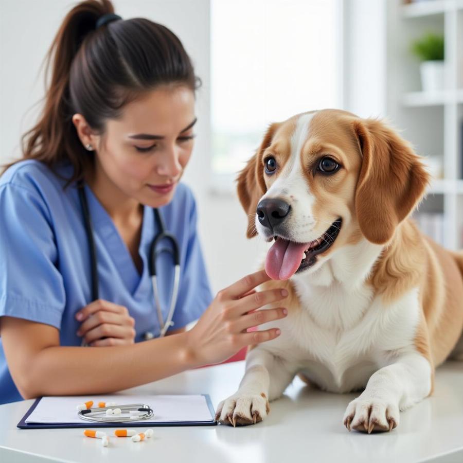 Veterinarian Examining a Dog