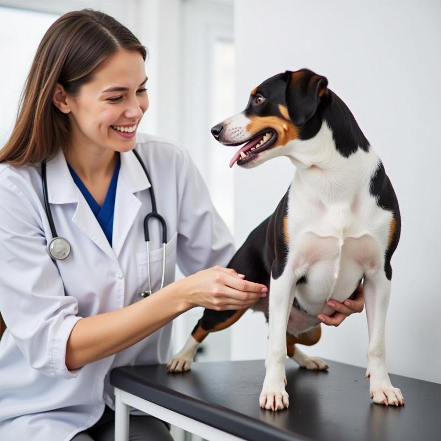 Veterinarian Examining Dog for UTI