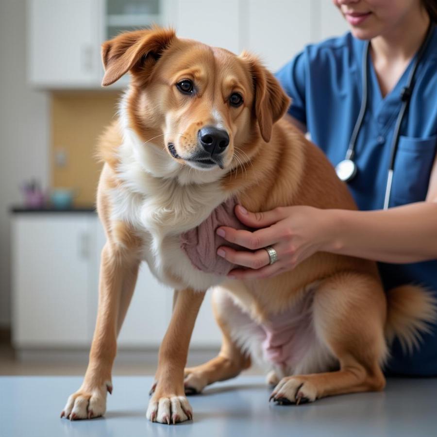 Veterinarian Examining a Dog