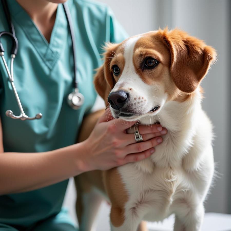 Veterinarian Examining a Dog with Itchy Skin