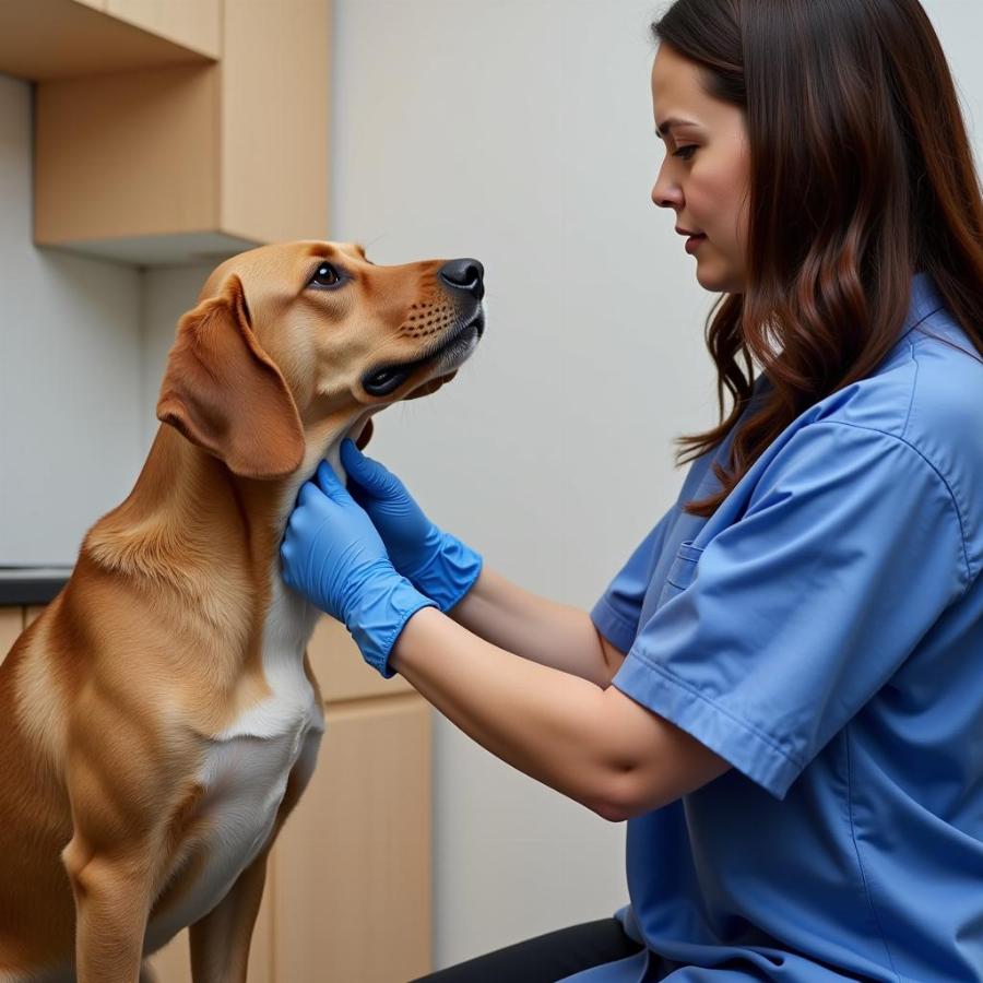 Veterinarian Examining Dog's Skin