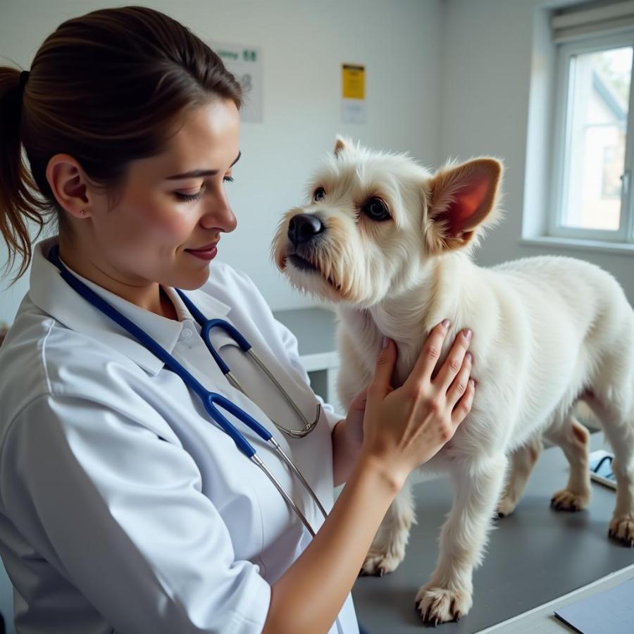 Veterinarian Examining Dog's Skin for Dryness