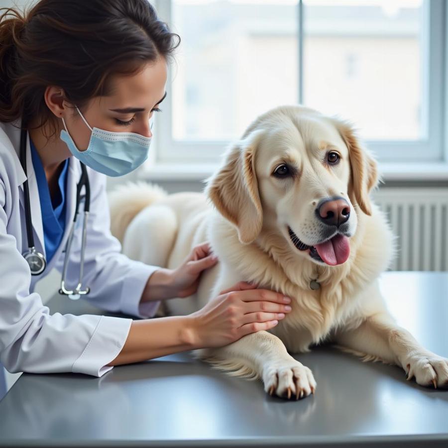 Veterinarian Examining Dog with Cushing's