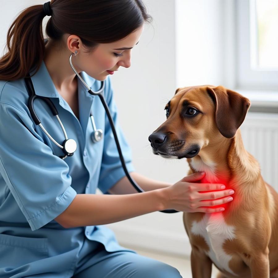 Veterinarian Examining Dog with Heart Condition