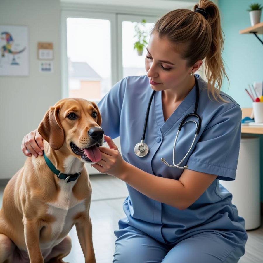 Veterinarian Examining a Senior Dog