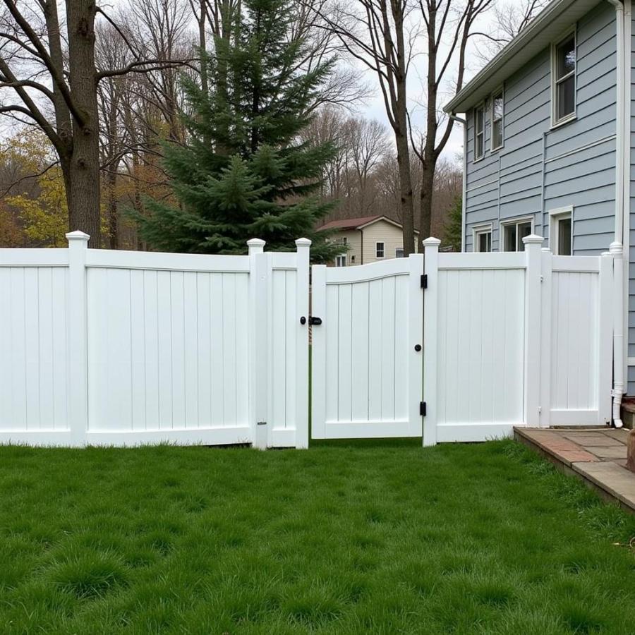 White Vinyl Dog Fence with Gate