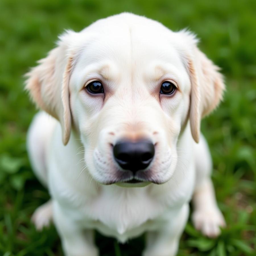 White Labrador Puppy Showing Recessive Genes