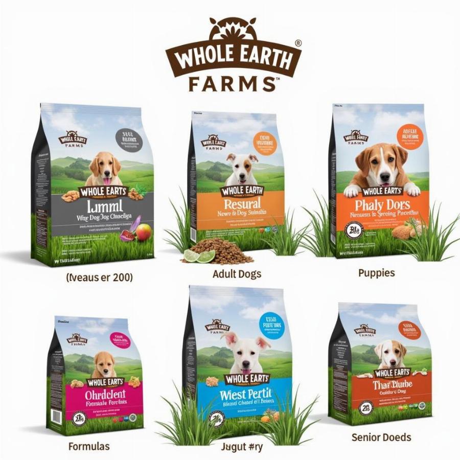 Variety of Whole Earth Farms Dog Food Formulas