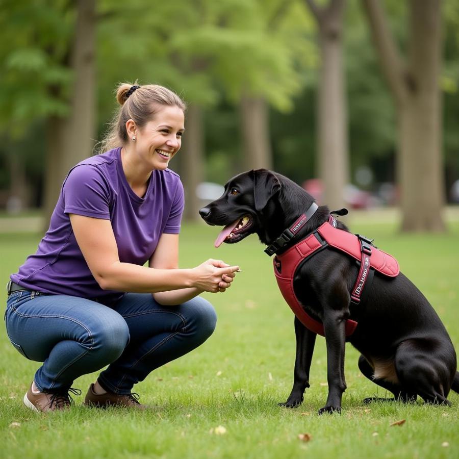 Woman with POTS and her service dog