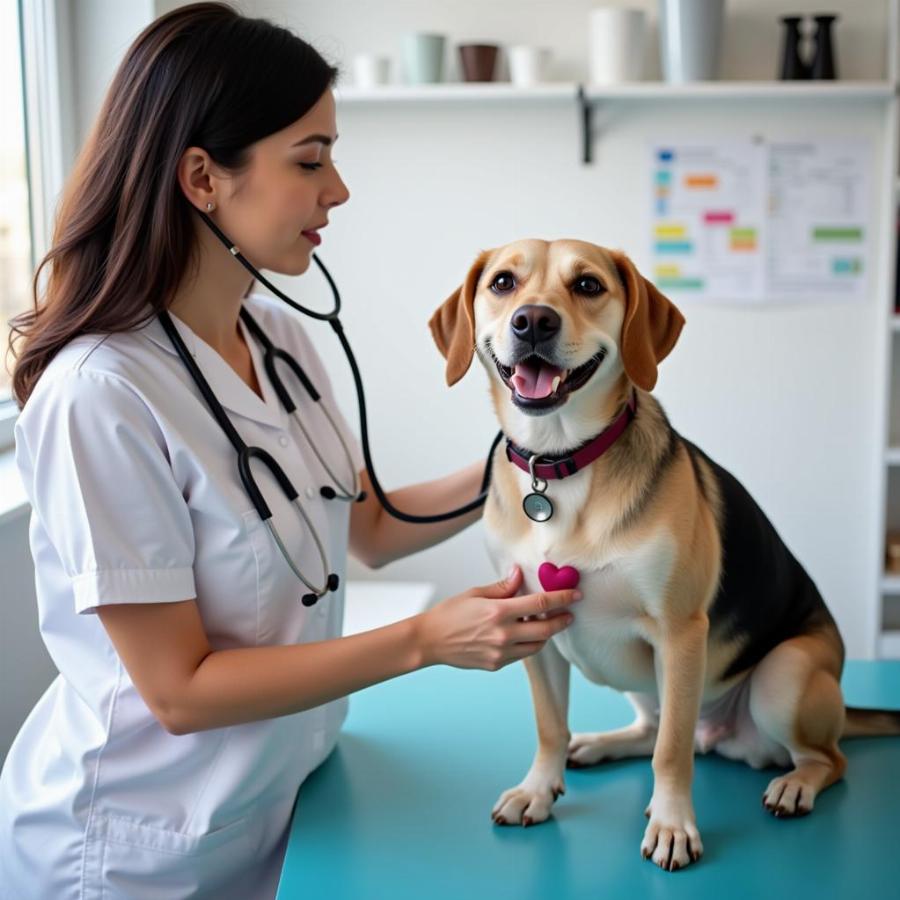 Veterinarian Examining a Dog