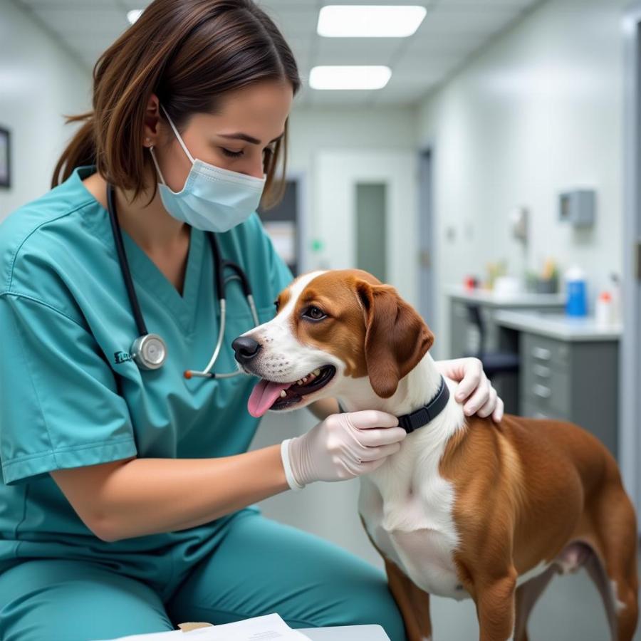 Veterinarian Administering Rabies Vaccine to a Dog