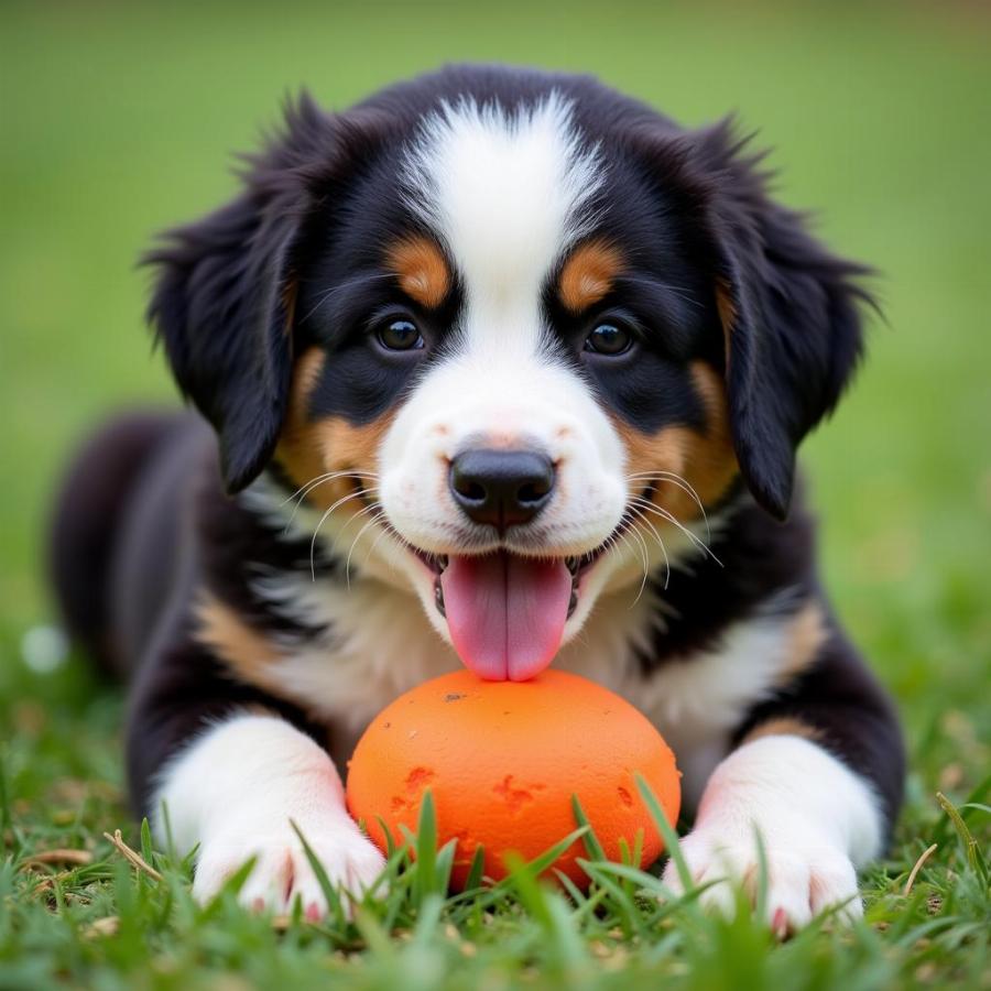 Chú cún Bernese Pyrenees đang chơi đùa