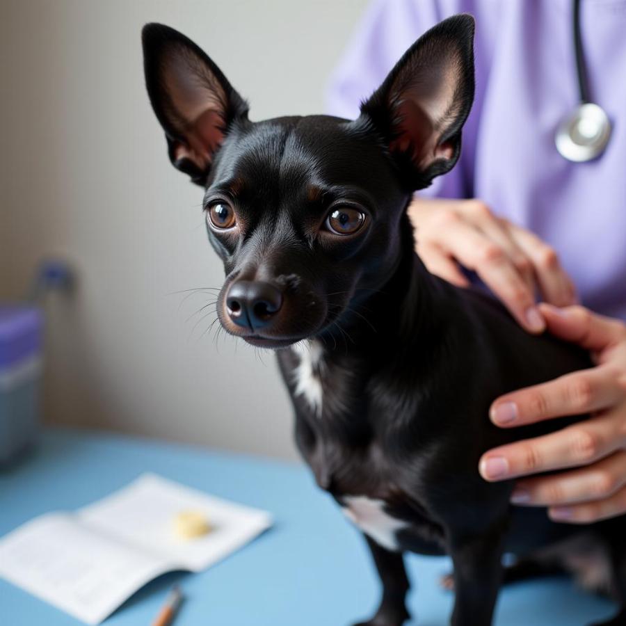 Black Chihuahua at the Vet