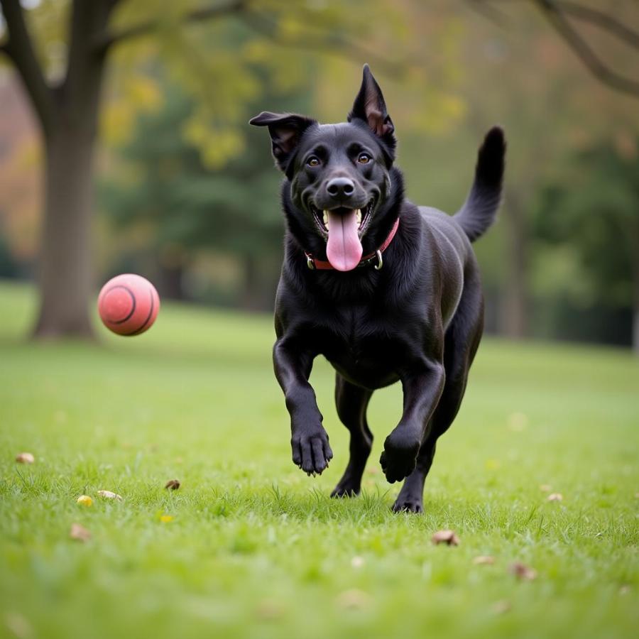 Black Dog Exercising