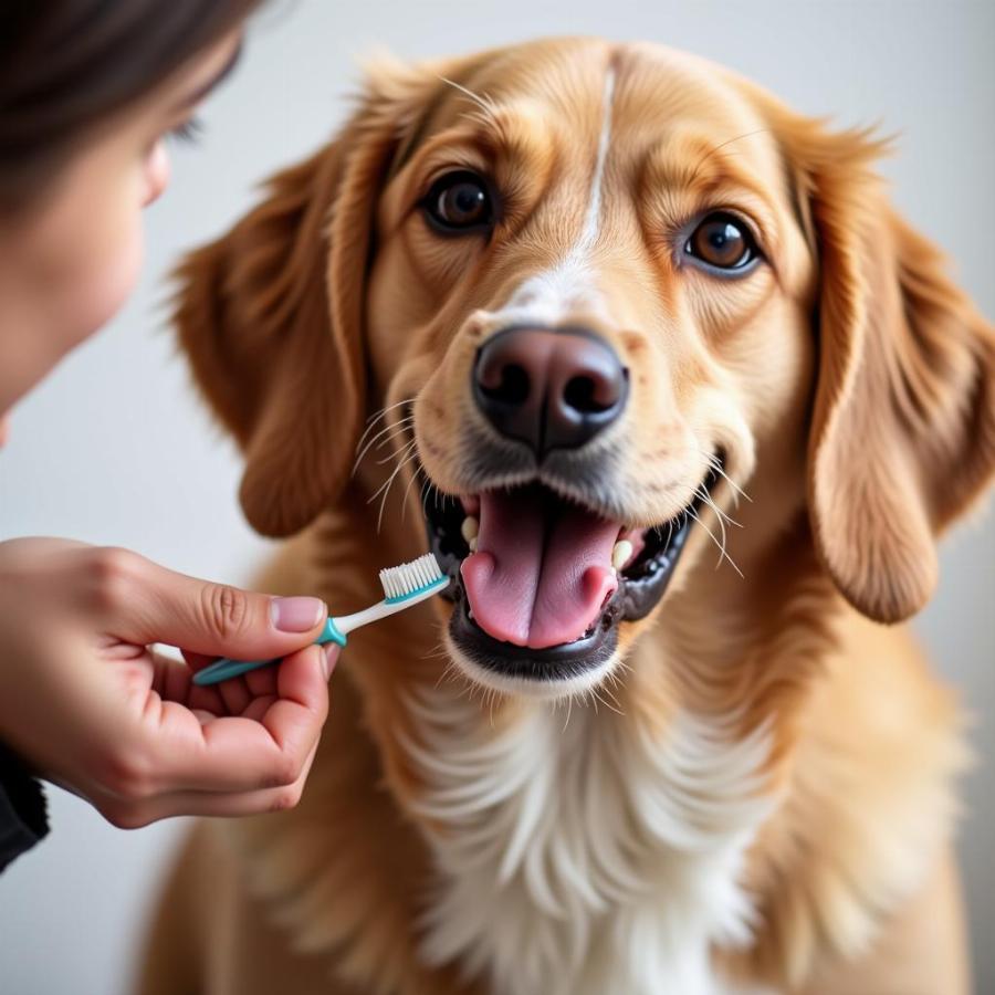 Cleaning Dog's Teeth with Tooth Powder