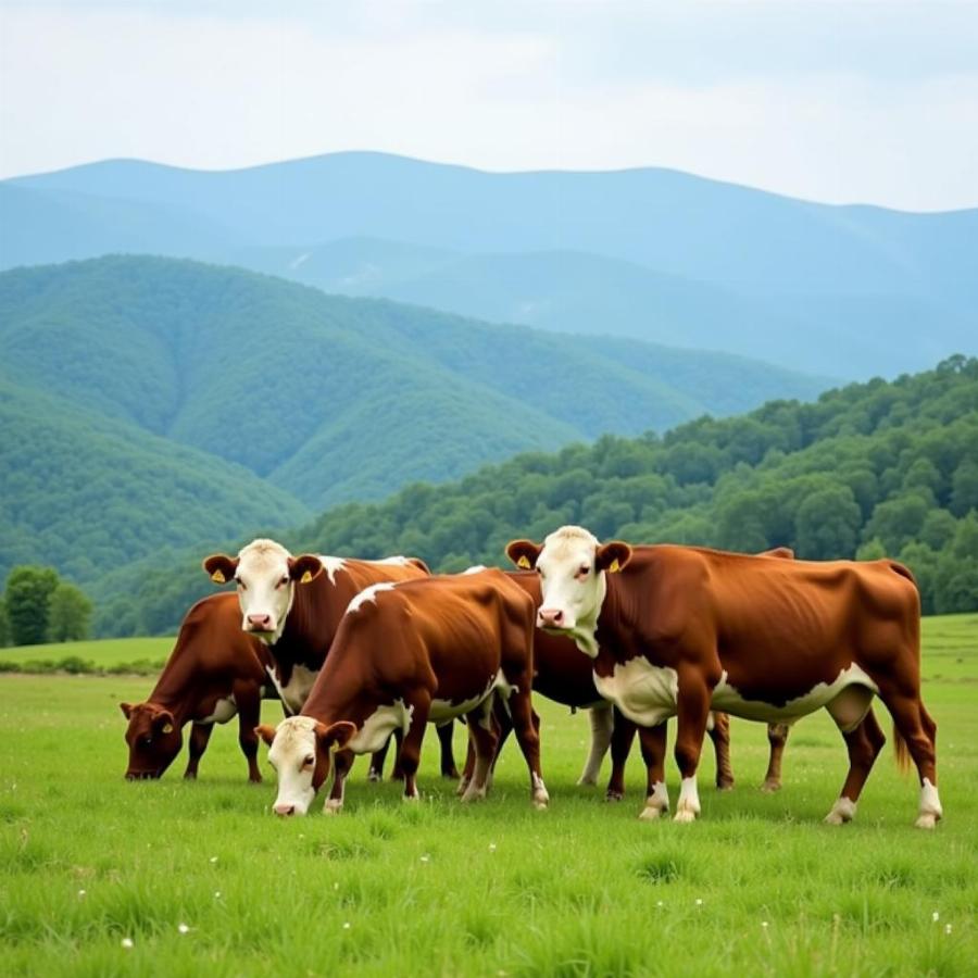 Cattle grazing in the Blue Ridge Mountains