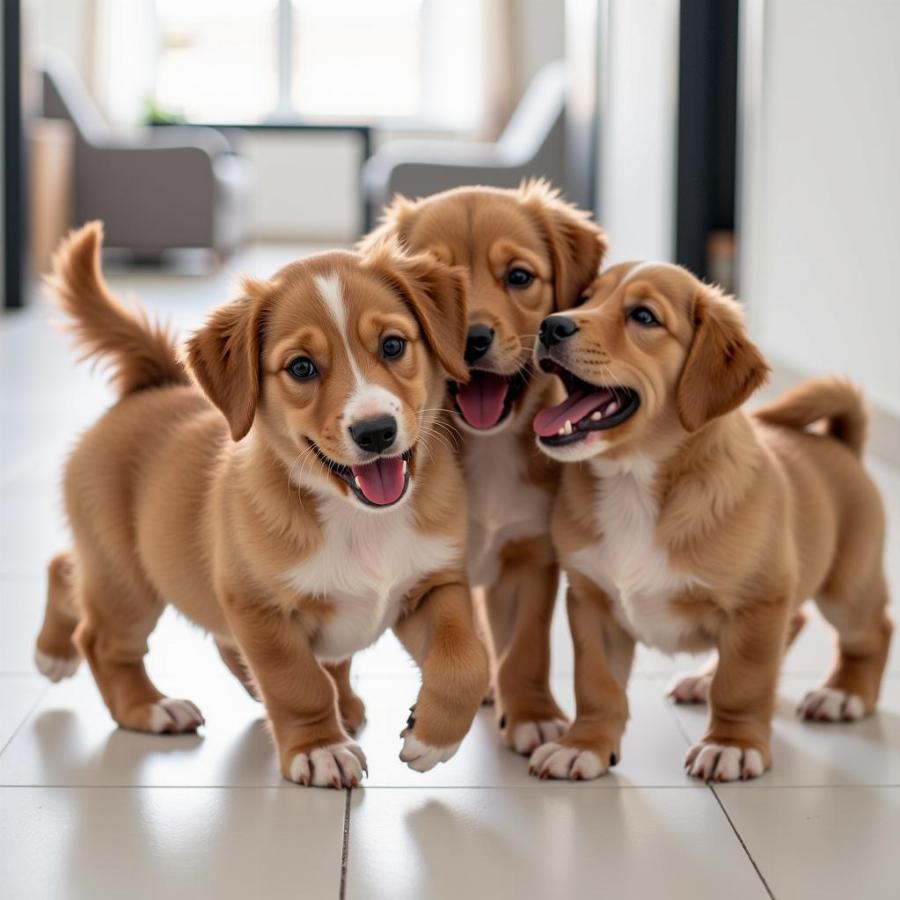 Bolognese Puppies Playing