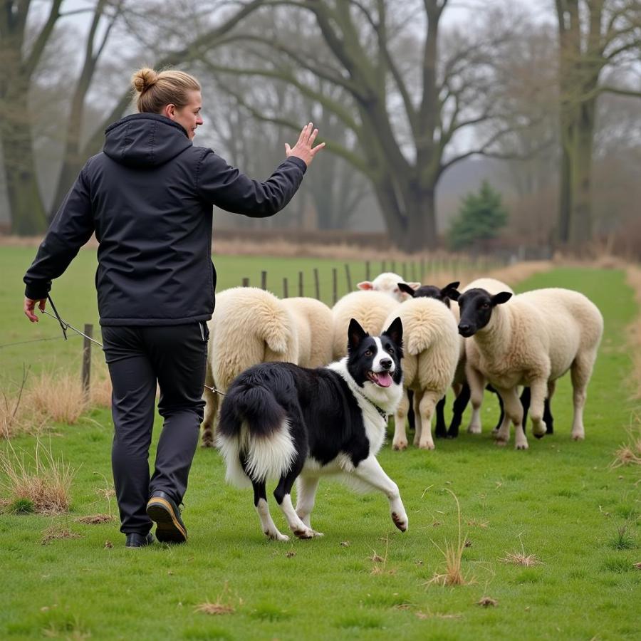 Border Collie herding training