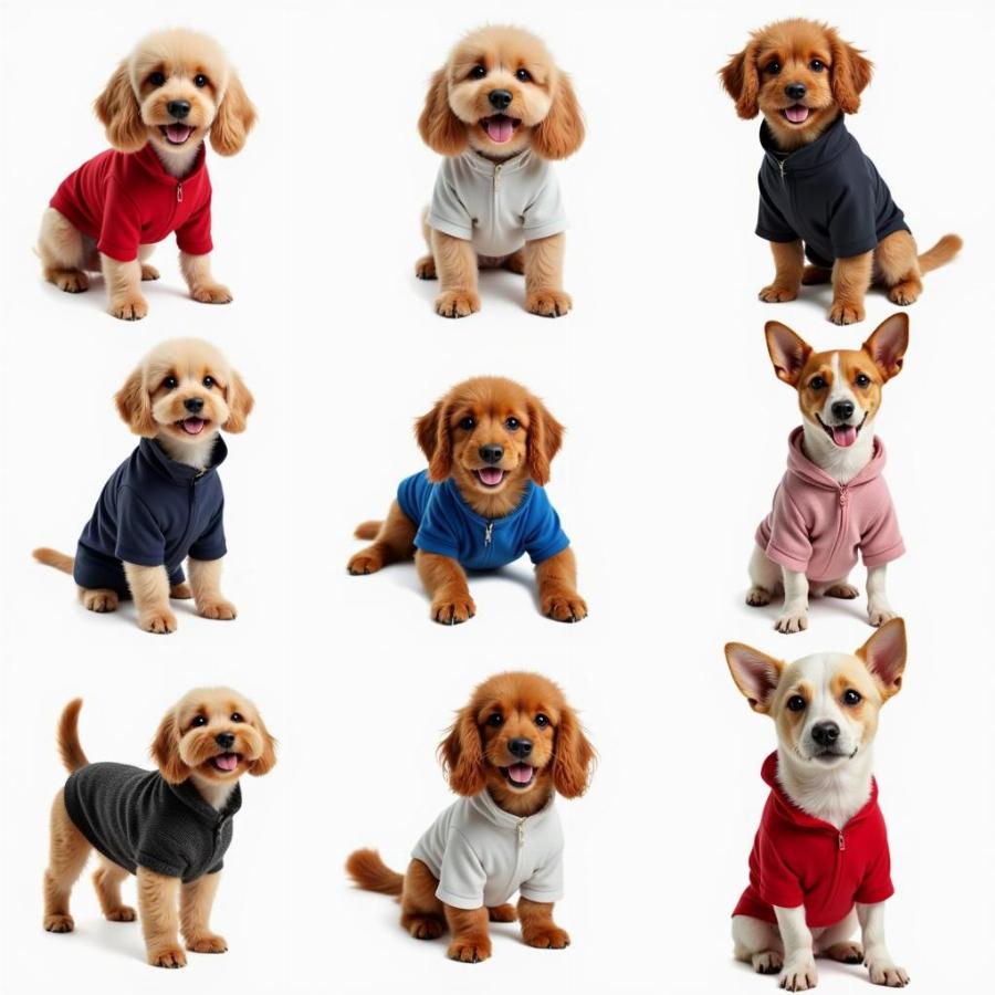 Various types of clothes for male dogs