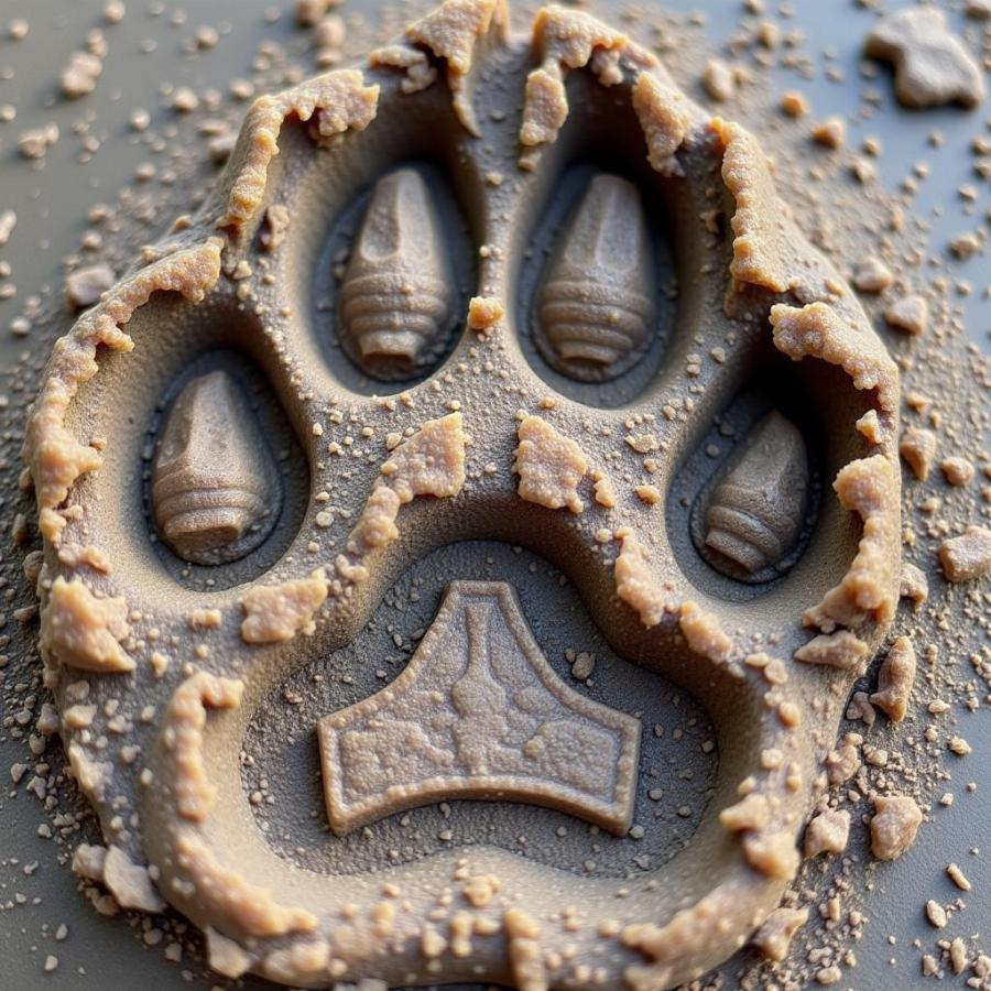 Details of a dog paw print