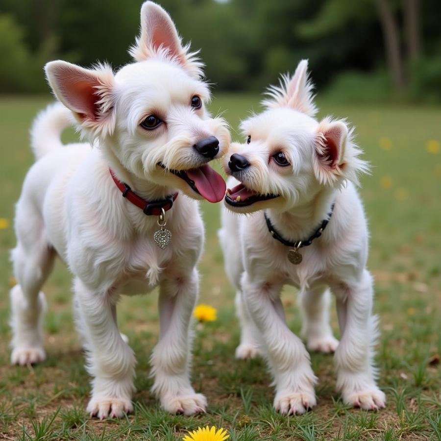 Chinese Crested Dog Playing with its Owner