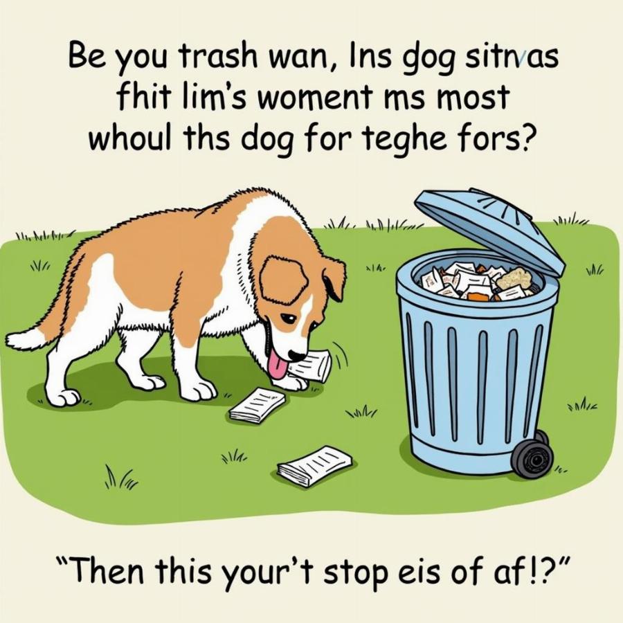 Dog eating trash