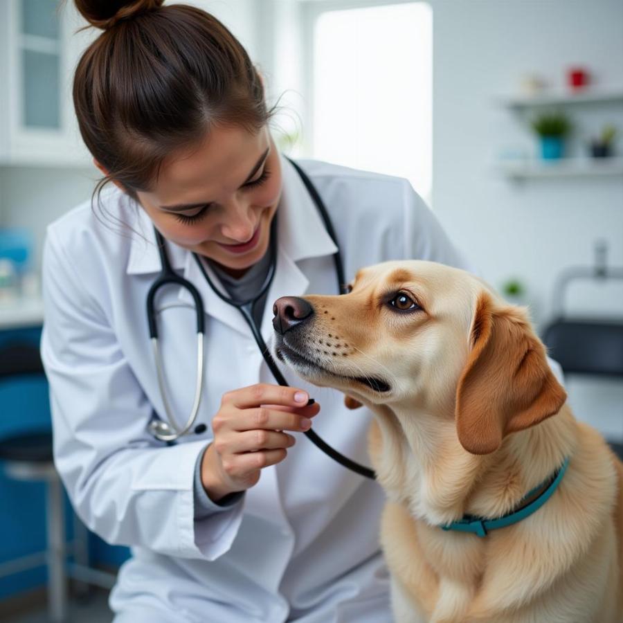 Dog being examined by a vet