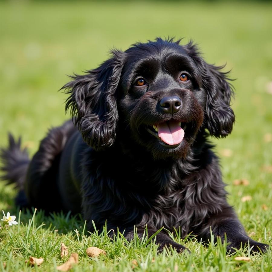 Adorable black shaggy dog