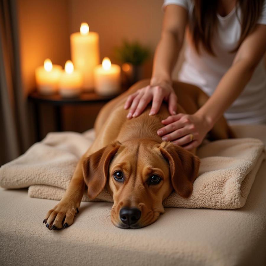 Dog being pampered at a spa