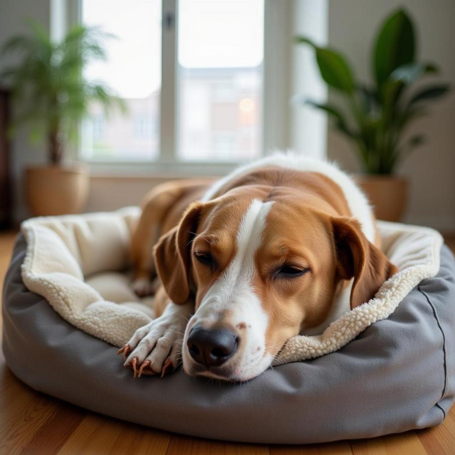 Dog sleeping comfortably