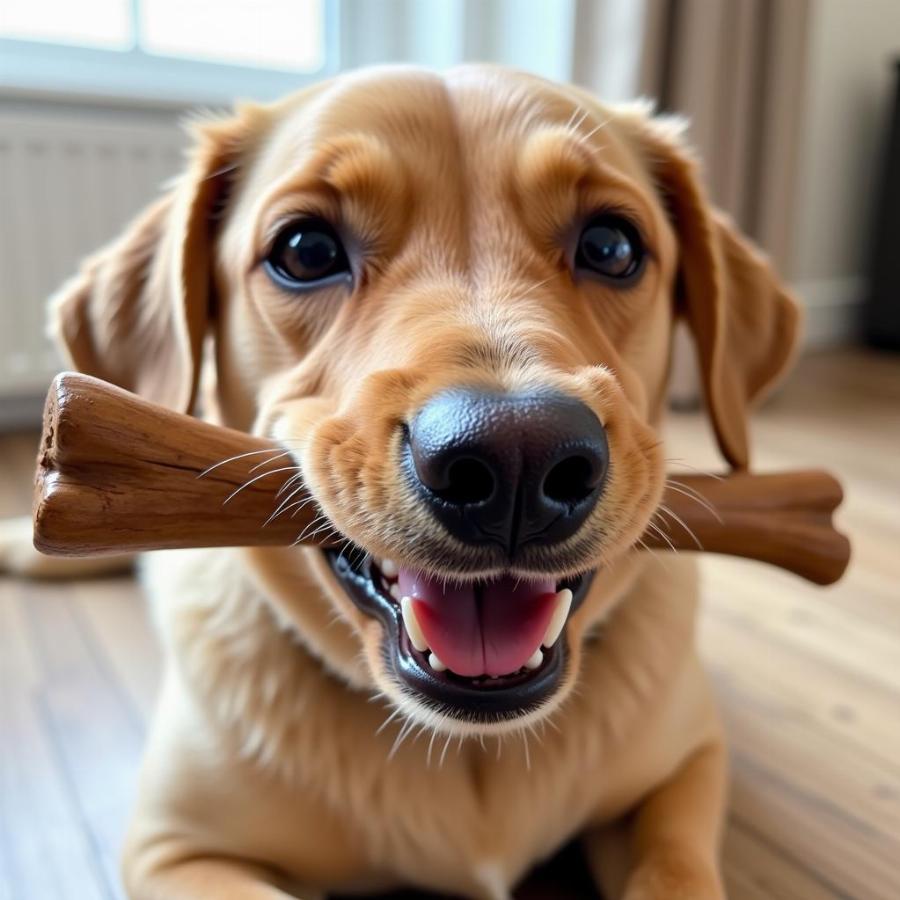 Dog Chewing a Bone