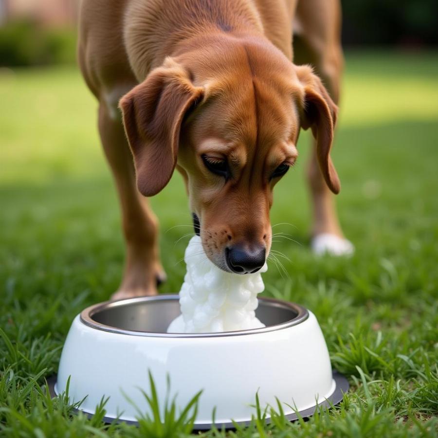 Dog throwing up white foam due to an empty stomach