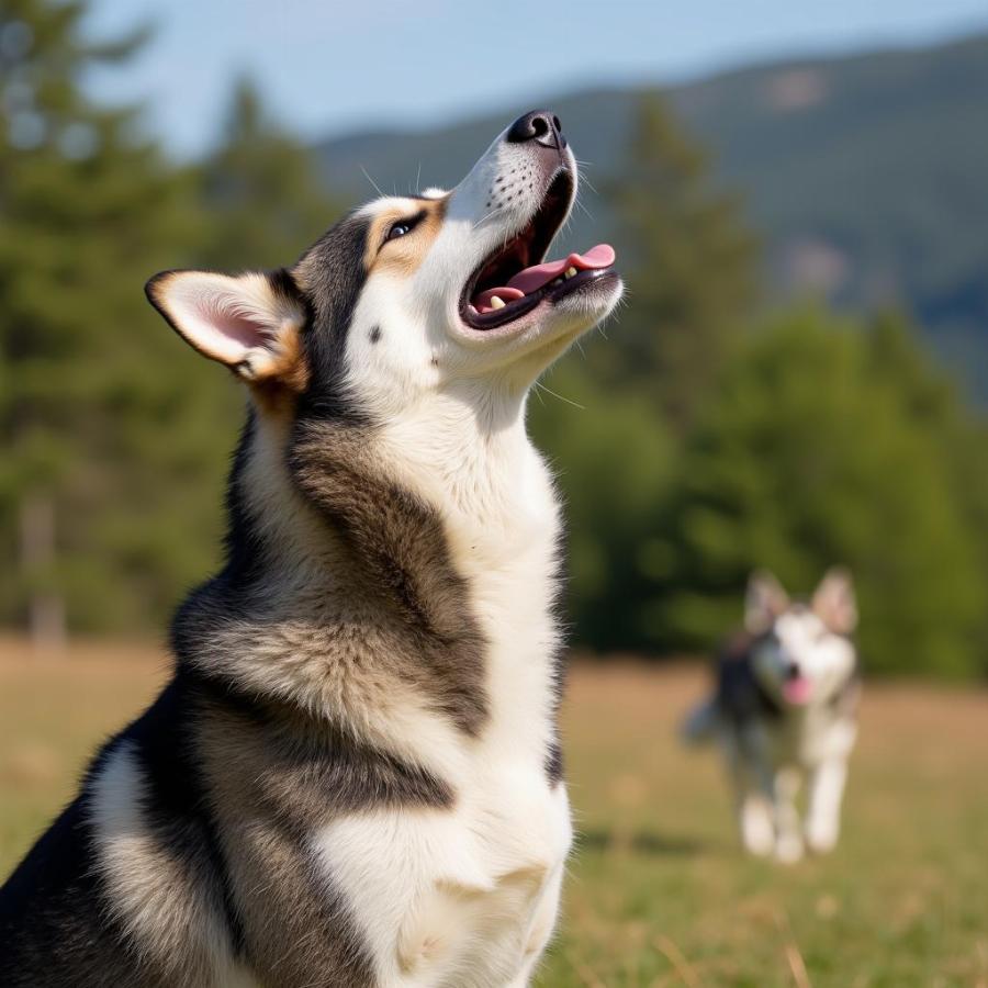 Adult Dog Using Howling to Communicate