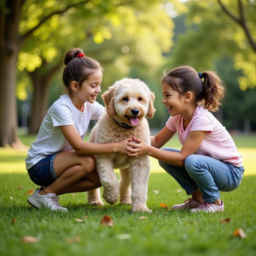 Cockapoo Playing with Children